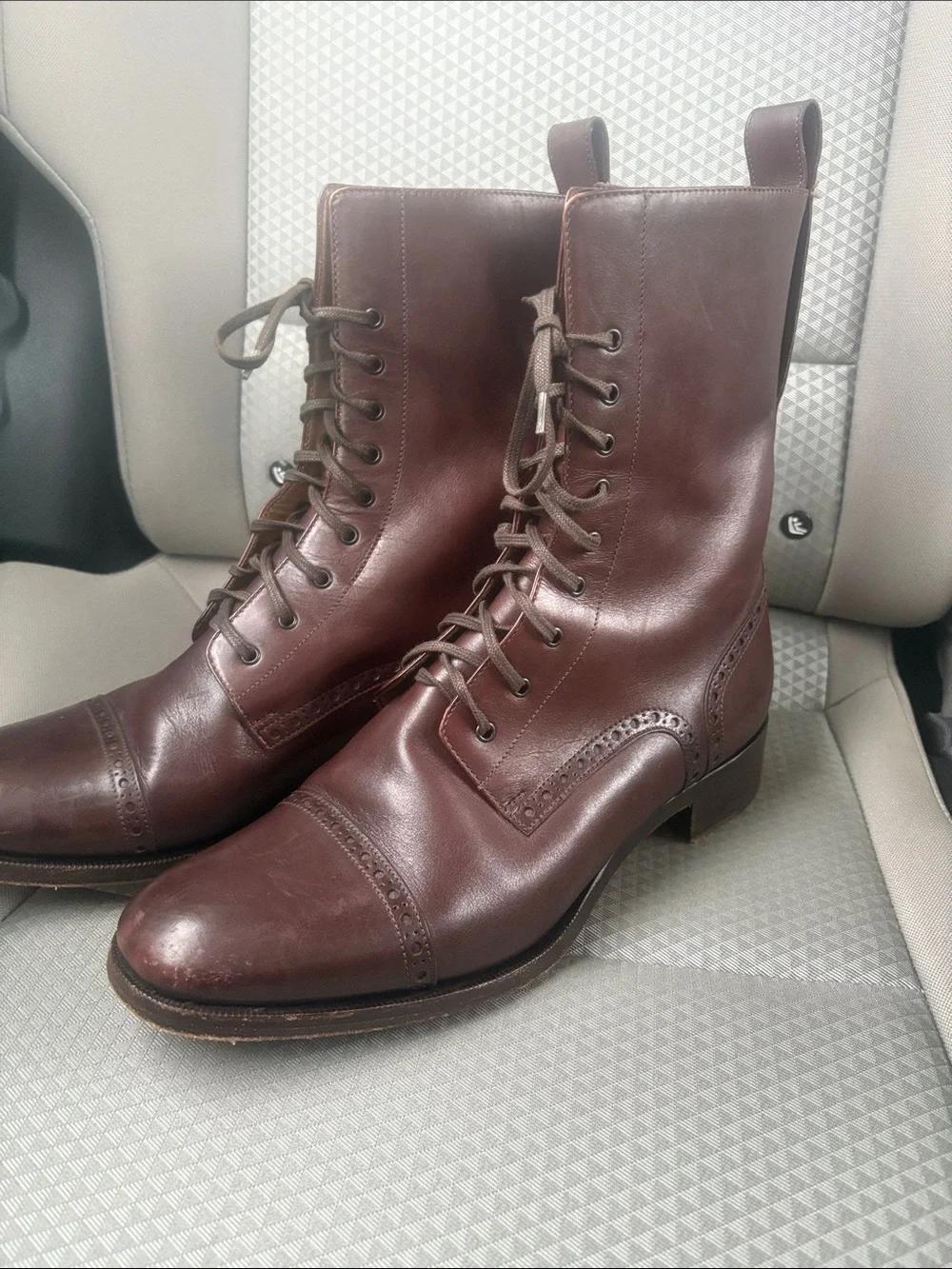 Christian Louboutin Men's Brown Leather Lace Up Ankle Boots  42